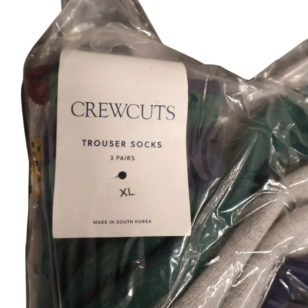 J.Crew Crewcuts Kids' Trouser Socks 3 Pack Sporty Jaguar Size XL NWT